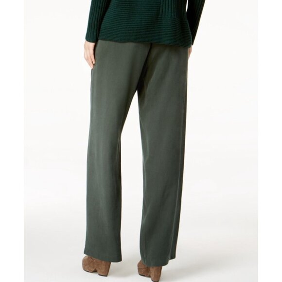 NWT Women's EILEEN FISHER Woven Tencel Straight Pant in "Deep Hemlock" | Size PL - Picture 2 of 11